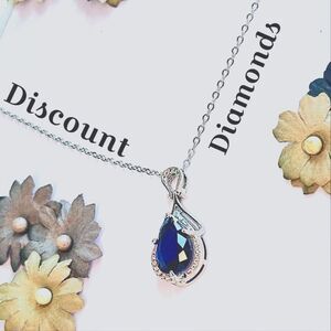 Deep Blue Teardrop Sapphire on 925 Silver